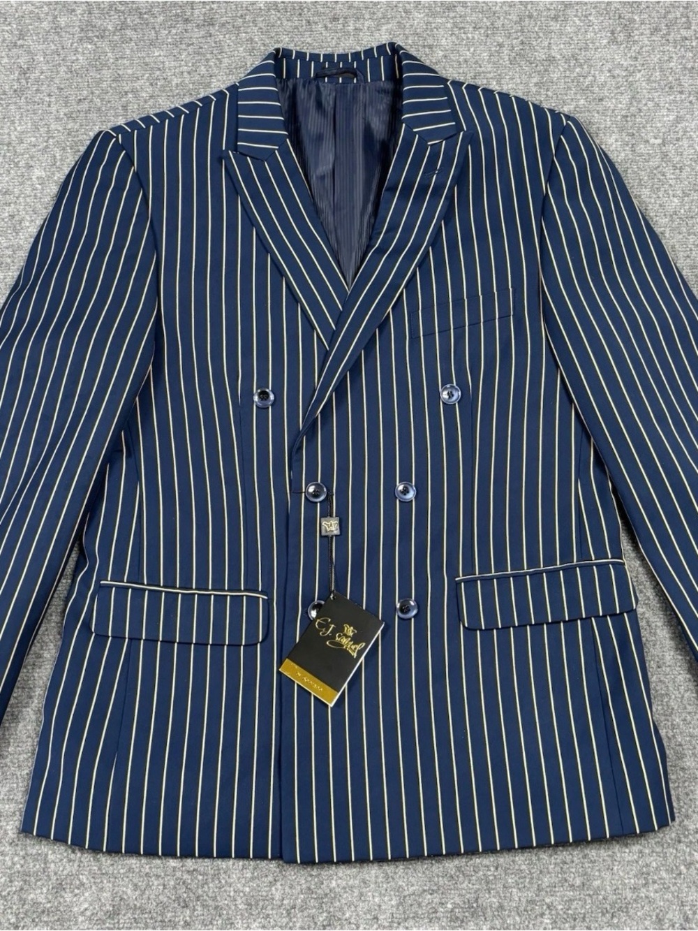 ej samuel stripped blazer navy blue yellow stripped sz 42R/36w